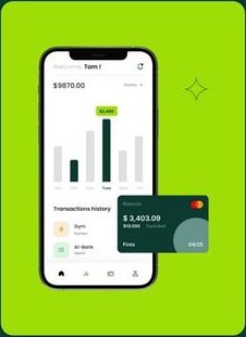 Finto mobile banking dashboard with account balance and transactions